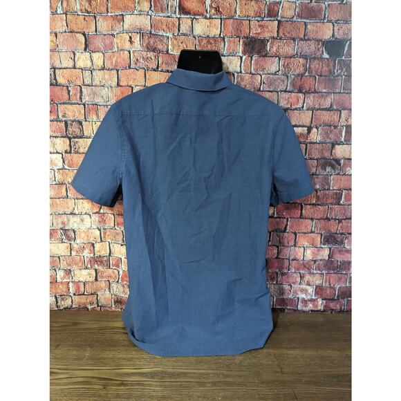 Express men’s fitted short sleeves button down shirt 100% cotton blue size M - Picture 2 of 8